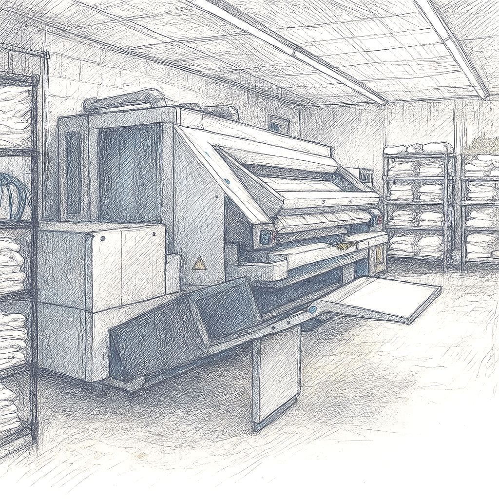 Inside our in-house commercial linen plant at the Nashville HQ